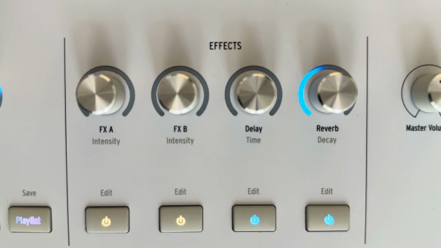 Astrolab features two global send effects, delay and reverb, plus two customisable insert effects.