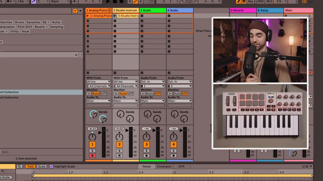You can actually see that the pad here is orange, and the other pad is yellow, reflecting the clips in Ableton Live.