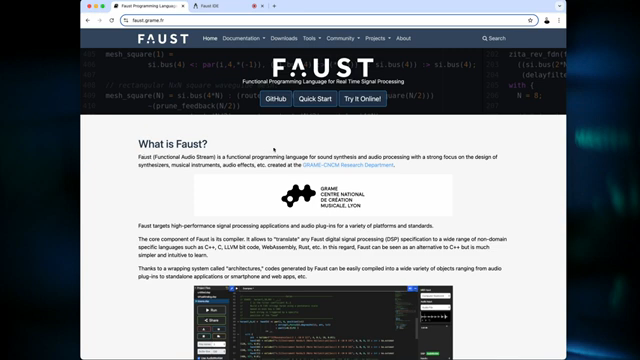 Faust is a functional programming language designed specifically to make it easy to develop musical stuff, audio stuff.