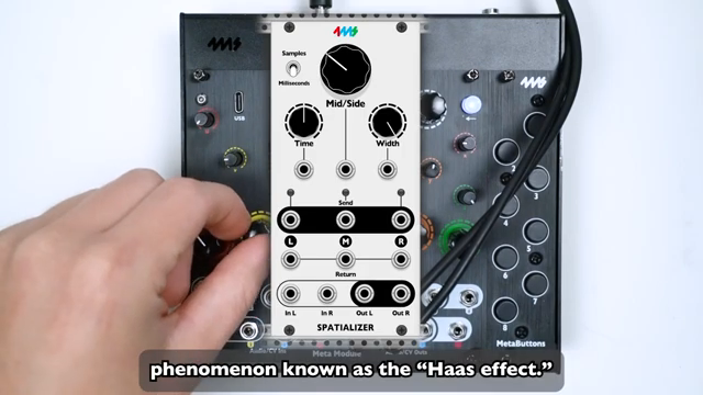 Taking a signal, panning it to the opposite speaker, and delaying it by a short amount of time tricks your brain into thinking the signal…