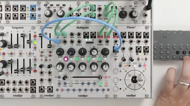 Now we can create live sounds, which generate grains using audio patched to multigrain's inputs in real-time.