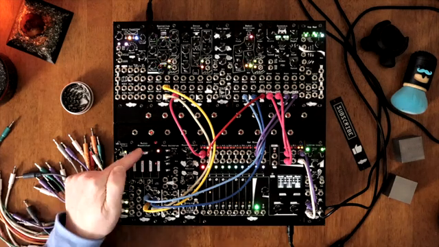Accents are computed on the beat and respond to how rhythms interact across channels, creating dynamic and sometimes unexpected results.