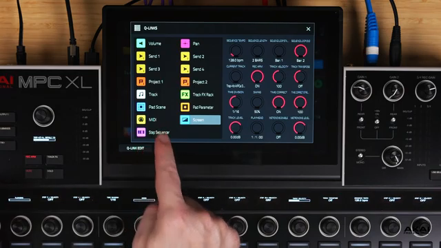 So you tap step sequencer, and what this does is allows whatever you have selected for the drum pads, you can now turn a Q-link associated…