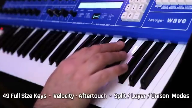 49 full-size keys with velocity and aftertouch and with advanced keyboard modes you can split, layer or play in unison.