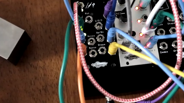 The same arpeggio runs on all 4 channels, each advancing independently based on its trigger input.