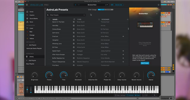 When linked, Astrolab presets loaded on AnalogLab can be edited.