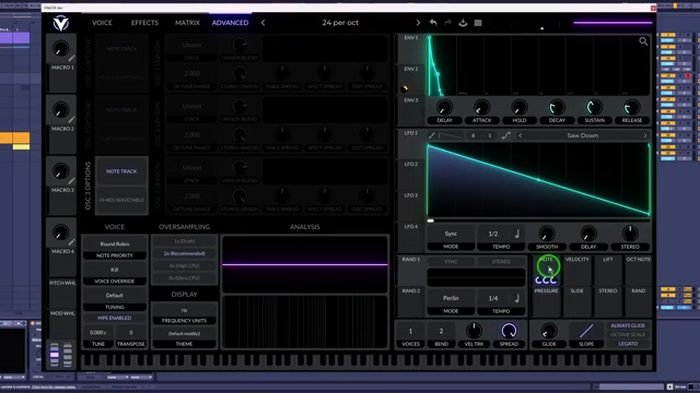 Why not use the synth's key tracking parameter send it to pitch but in the opposite direction so every time it tries to climb a semitone it…