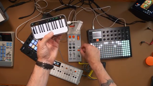 This is a tiny mixer with four stereo inputs, three stereo jacks, one USB-C port.
