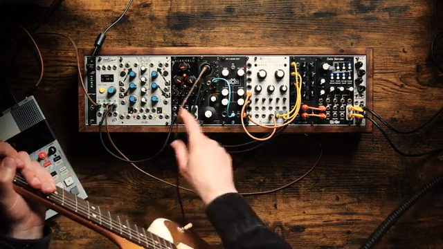 It's also got an envelope follower so we can use the signal from the guitar to modulate things in rings, for example.
